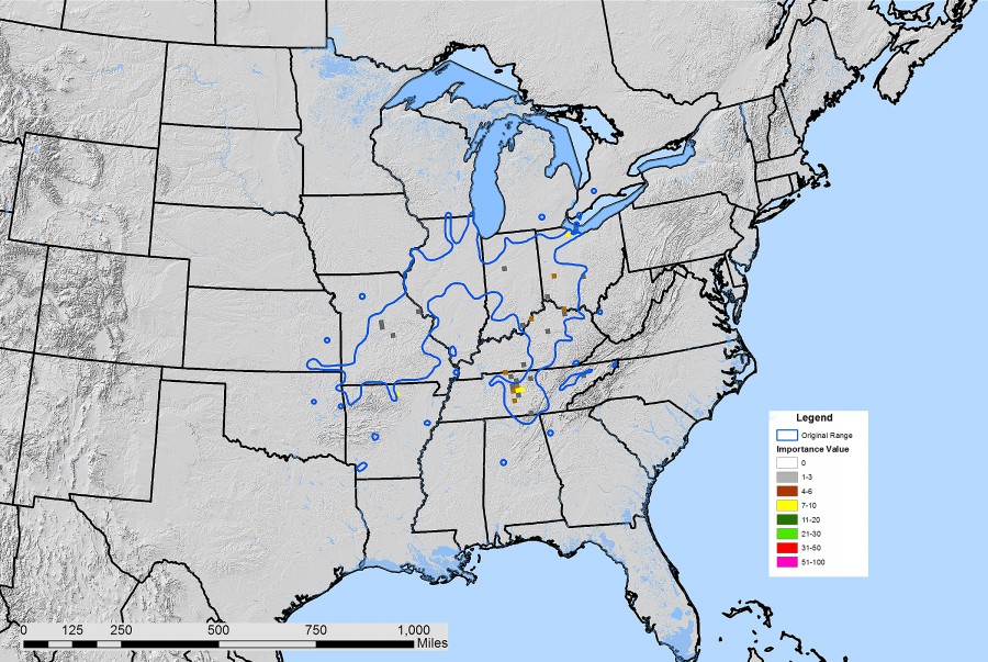 Map of blue ash range