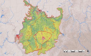 Map of the land cover of the Bluegrass