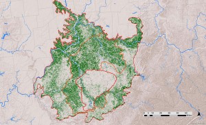Map of forest density in the Bluegrass