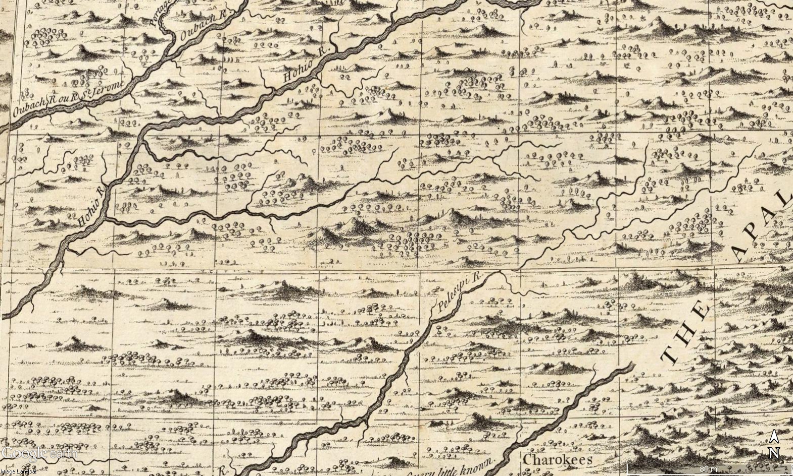 Bluegrass Map 1733, Henry Popple