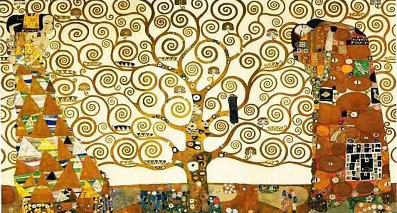 Gustav Klimt 1909 Tree of LIfe Stoclet Frieze, Oil on Canvas
